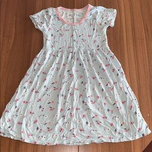 Bestaroo Kids Dress- White with Pink Floral Pattern